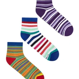 Dynamocks Pack of 3 Striped Ankle-Length socks-39