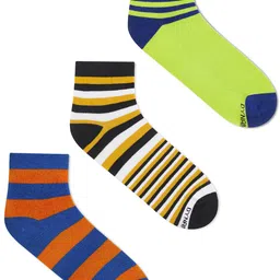 Dynamocks Pack Of 3 Striped Ankle-Length Socks-74