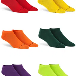 Dynamocks Pack Of 6 Brand Logo Printed Ankle-Length Socks-19