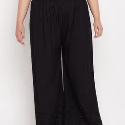 CLORA CREATION PLUS Women Floral Embroidered Flared Palazzos-51