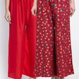 GRACIT Women Red & Maroon Pack of 2 Palazzos-image-91