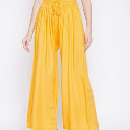 Clora Creation Women Yellow Flared Knitted Palazzos-image-14