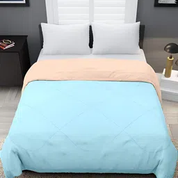 RF RELAXFEEL Blue & Peach Geometric Heavy Winter 233 GSM Single Bed Comforter-image-60