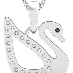 KUBERBOX Dainty 18KT Gold Diamond-Studded Swan Pendant- 1.17gm-image-47