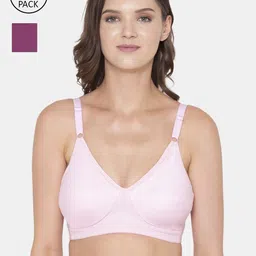 Souminie Pink & Magenta Non-Padded & Non-Wired Everyday Bra Pack Of 2-image-43
