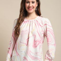Cantabil Abstract Printed Cuffed Sleeves Regular Top-3