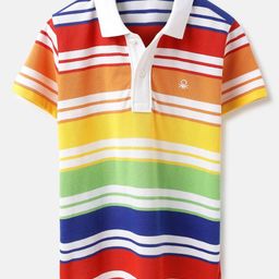 United Colors of Benetton Boys Striped Polo Collar Pure Cotton T-shirt-image-99