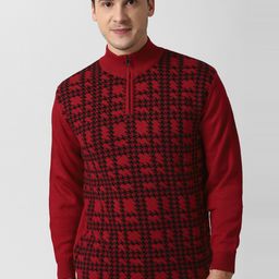 Peter England Casuals Men Maroon & Black Printed Pure Cotton Pullover-picture-23