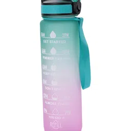 Kuber Industries Green & Pink Set of 2 Plastic Printed Water Bottle-image-32