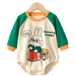 StyleCast Infants Boys Cream & Green Printed Pure Cotton Bodysuit-picture-3