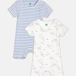 YK Organic Infants Boys Pack Of 2 Printed Organic Cotton Rompers-image-92