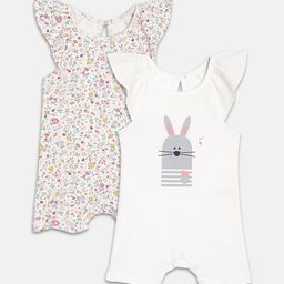 YK Organic Infants Girls Pack Of 2 Printed Organic Cotton Rompers-42