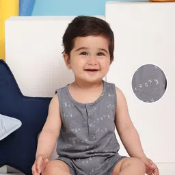MiArcus Boys Blue Printed Cotton Rompers-image-42