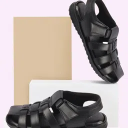 FAUSTO Men Textured Leather Fisherman Sandals-image-93