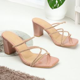 ICONICS Embellished Open Toe Block Heels-47