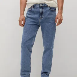 MANGO MAN Blue Solid Stretchable Jeans-image-19