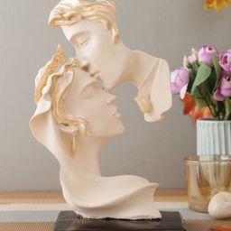 CraftVatika Cream Coloured Human Face Couple Abstract Design Showpiece-picture-22
