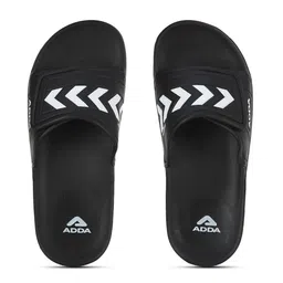 Adda Men Black & White Rubber Sliders-image-45