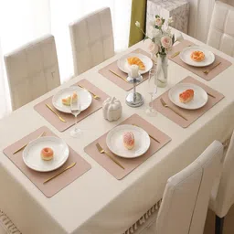 HOKIPO Peach-Colored 4 Pieces Heat Resistant Dinner Table Mats-58