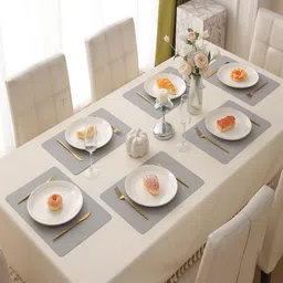 HOKIPO Grey 4 Pieces Waterproof & Heat Resistant Dinner Table Placemats-image-41