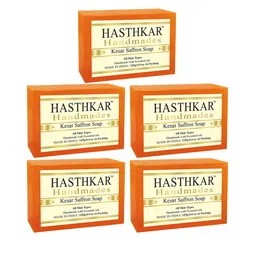 Hasthkar Handmades Set of 5 Kesar Saffron Soaps with Coconut Oil & Glycerin - 125g each-44