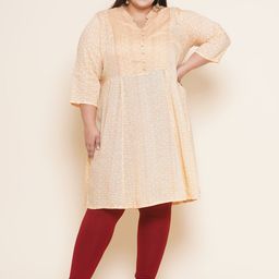 Kiaahvi by JOHN PRIDE Plus Size Geometric Printed Modal Pleated Kurti-23