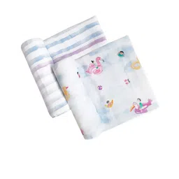 Masilo Kids Set Of 2 Printed Pure Bamboo Cotton Muslin Swaddles-5