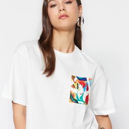 Trendyol Printed Round Neck Pure Cotton Crop T-shirt-image-41