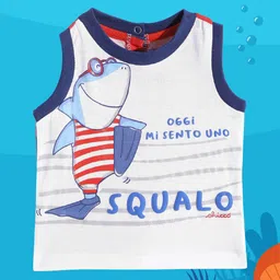 Chicco Infant Boys White & Blue Graphic Printed Cotton T-shirt-image-31