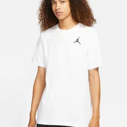Nike Men White & Black M J JUMPMAN EMB SS CREW Printed Pure Cotton T-shirt-image-50
