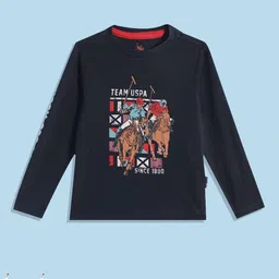 u.s. polo assn. kids U S Polo Assn Kids Boys Navy Blue Brand Logo Printed Pure Cotton T-shirt-picture-38