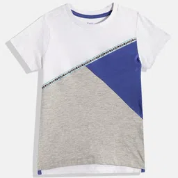 mothercare Boys Colourblocked Pure Cotton T-shirt With Typography Taping Detail-image-66