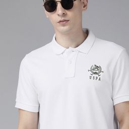 U S Polo Assn Men White Polo Collar Pure Cotton T-shirt-image-64