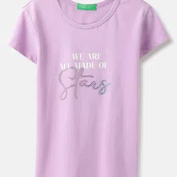 United Colors of Benetton Girls Typography Printed Round Neck Pure Cotton T-shirt-image-36