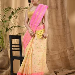 DESH BIDESH Ethnic Motifs Printed Zari Pure Cotton Taant Saree-picture-15