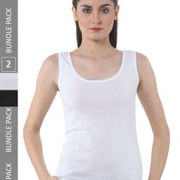 IndiWeaves Pack Of 2 Scoop Neck Pure Cotton Tank Tops-image-26