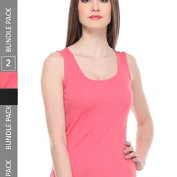 IndiWeaves Pack of 2 Pure Cotton Tank Tops-picture-33