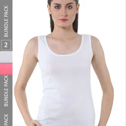 IndiWeaves Pack Of 2 Scoop Neck Pure Cotton Tank Tops-image-49