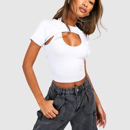 Boohoo Cut Out Crop T-shirt-image-34