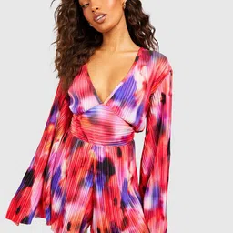 Boohoo Tie & Dye Dyed Flare Sleeves Playsuit-picture-45