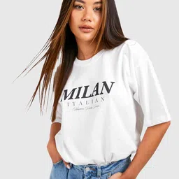 Boohoo Cotton Printed Drop-Shoulder Oversized T-shirt-image-28