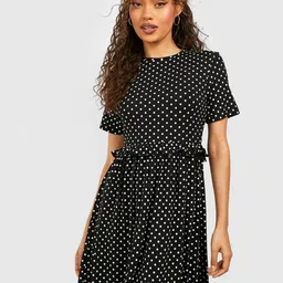Boohoo Polka Dot Print Ruffled A-Line Dress-picture-8