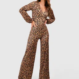 Boohoo Cotton Animal Printed Basic Wide Leg Jumpsuit-picture-10
