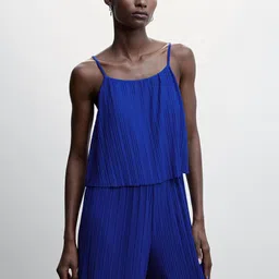 MANGO Solid Accordion Pleated Sustainable Jumpsuit-58