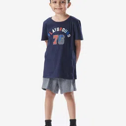 Domyos By Decathlon Boys Varsity Printed Longline Pure Cotton T-shirt-image-26