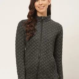Deewa Women Charcoal Grey Self Design Sweatshirt-picture-9