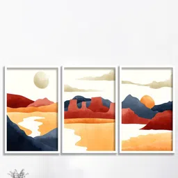 SAF Yellow 3 Pieces Modern Art Painting Framed Wall Arts-13