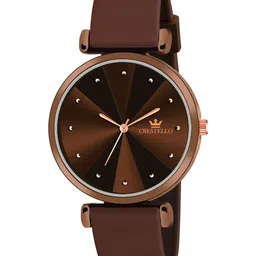 CRESTELLO Men Brass Dial & Straps Analogue Multi Function Watch CR-CK137-BRWN-5