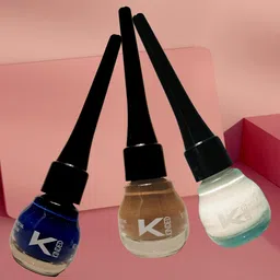 KINDED Set of 3 Liquid Eye Liner 5ml Each - Royal Blue, Camel Brown & White Pearl-55