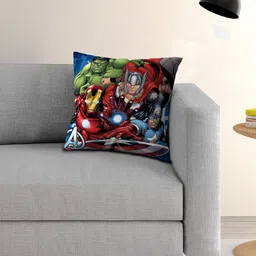 Marvel Kids Blue & Green Avengers Printed Filled Square Cushion With Cover-image-35